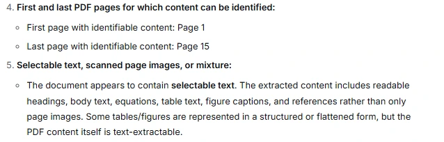 DeepSeek Chat PDF diagnostic response reporting pages 1 to 15 and selectable text